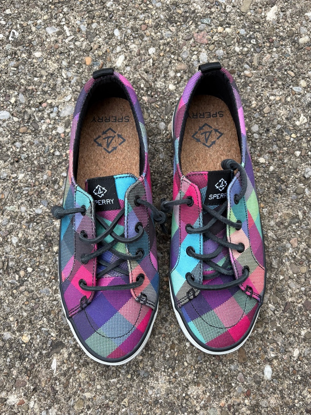 Sperry Crest Vibe Seacycled Plaid Sneakers Multicolored Canvas Never Worn Size 8